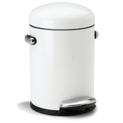 Simplehuman 4.5 Litre Round Retro Pedal Bin – White Steel